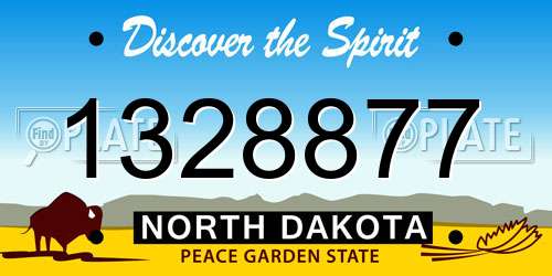 1328877 North Dakota License Plate