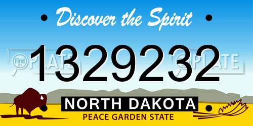 1329232 North Dakota License Plate