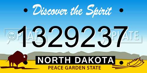 1329237 North Dakota License Plate