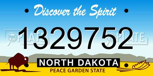 1329752 North Dakota License Plate