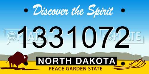 1331072 North Dakota License Plate