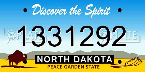 1331292 North Dakota License Plate