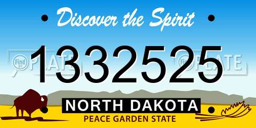1332525 North Dakota License Plate