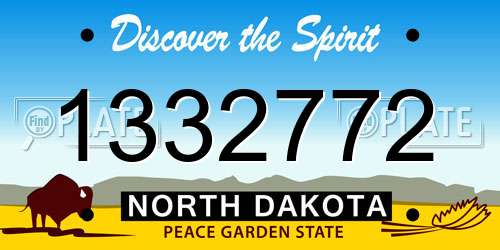 1332772 North Dakota License Plate