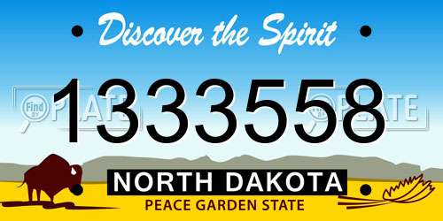 1333558 North Dakota License Plate