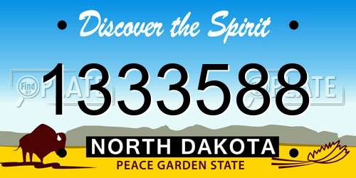 1333588 North Dakota License Plate
