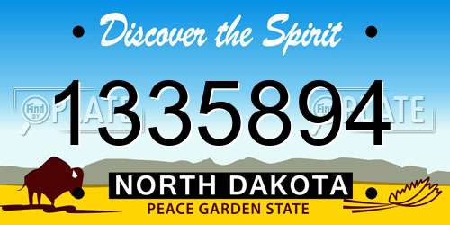 1335894 North Dakota License Plate