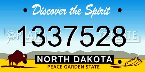 1337528 North Dakota License Plate