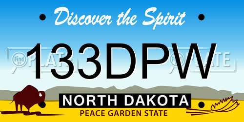 133DPW North Dakota License Plate