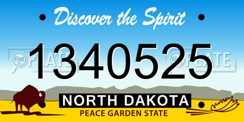 1340525 North Dakota License Plate