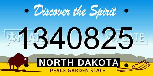 1340825 North Dakota License Plate