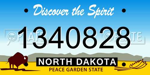 1340828 North Dakota License Plate