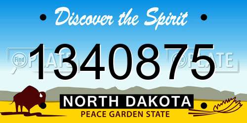 1340875 North Dakota License Plate