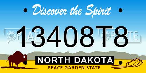 13408T8 North Dakota License Plate