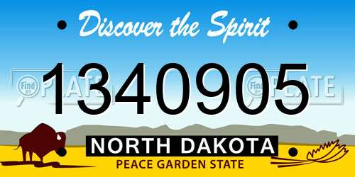 1340905 North Dakota License Plate