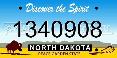 1340908 North Dakota License Plate