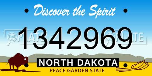 1342969 North Dakota License Plate
