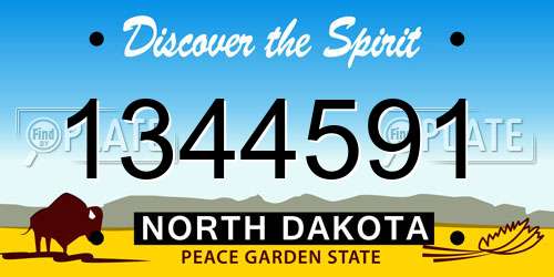 1344591 North Dakota License Plate