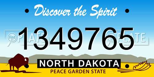1349765 North Dakota License Plate