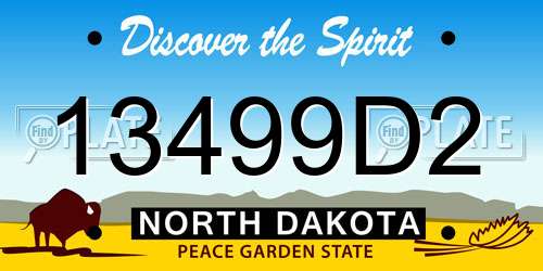 13499D2 North Dakota License Plate