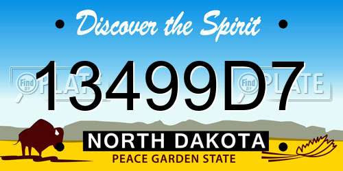13499D7 North Dakota License Plate