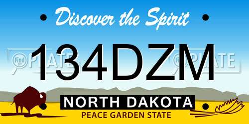 134DZM North Dakota License Plate