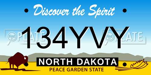134YVY North Dakota License Plate
