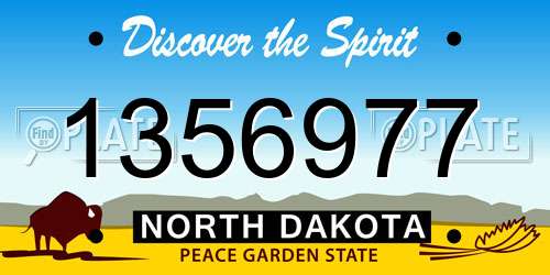 1356977 North Dakota License Plate