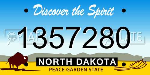 1357280 North Dakota License Plate
