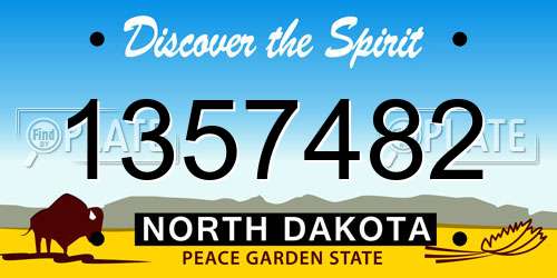 1357482 North Dakota License Plate