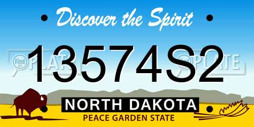 13574S2 North Dakota License Plate