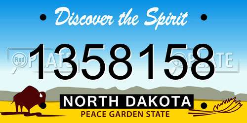1358158 North Dakota License Plate