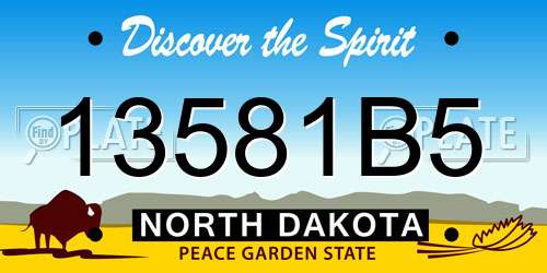 13581B5 North Dakota License Plate