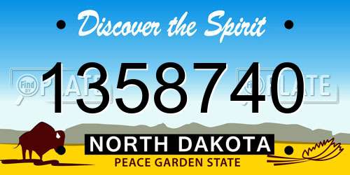 1358740 North Dakota License Plate