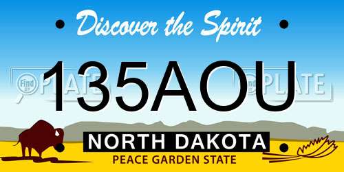 135AOU North Dakota License Plate