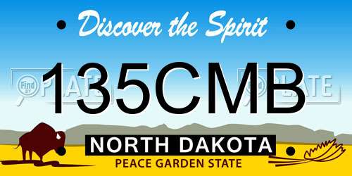135CMB North Dakota License Plate