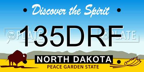 135DRF North Dakota License Plate