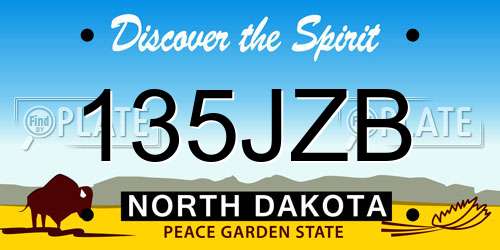 135JZB North Dakota License Plate
