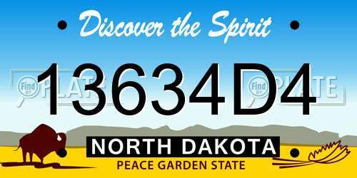 13634D4 North Dakota License Plate