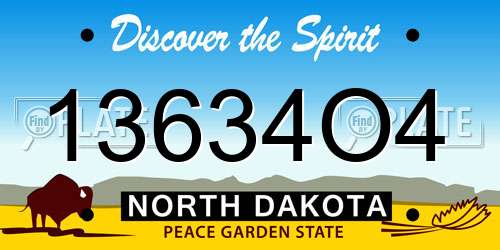 13634O4 North Dakota License Plate