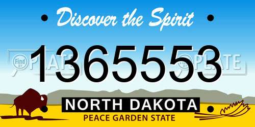1365553 North Dakota License Plate