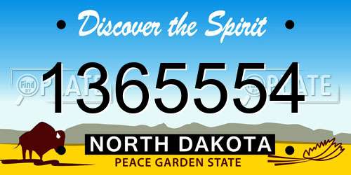 1365554 North Dakota License Plate