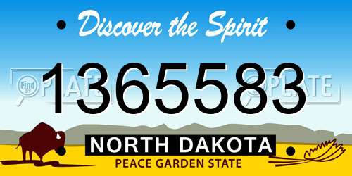 1365583 North Dakota License Plate