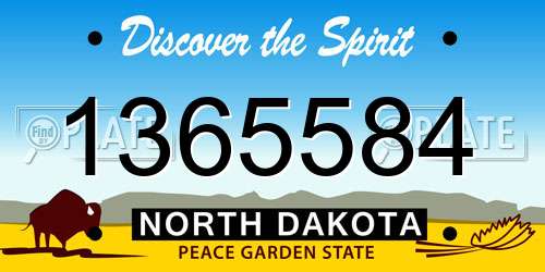 1365584 North Dakota License Plate