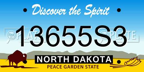 13655S3 North Dakota License Plate
