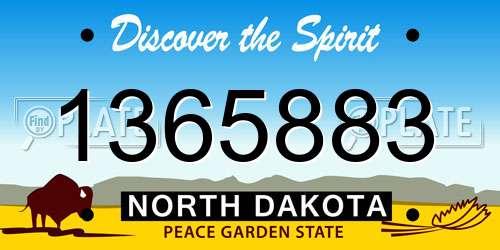 1365883 North Dakota License Plate