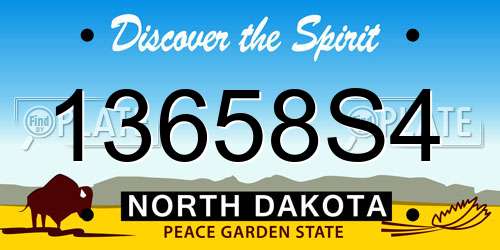13658S4 North Dakota License Plate