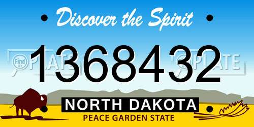 1368432 North Dakota License Plate