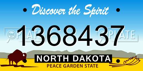 1368437 North Dakota License Plate