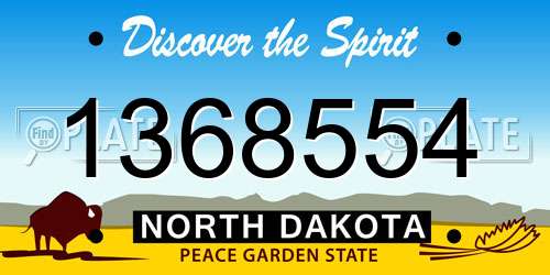1368554 North Dakota License Plate